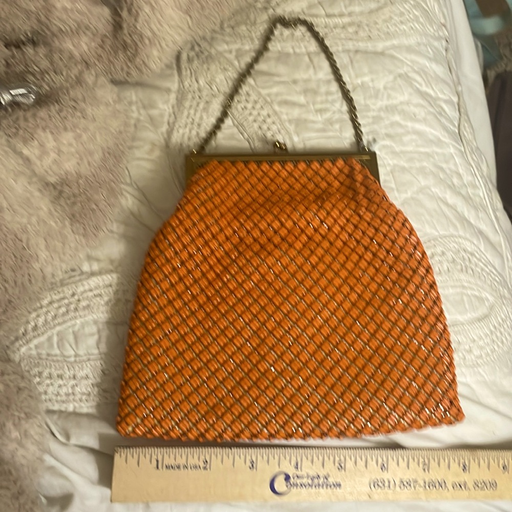 Orange Whiting & Davis vintage handbag